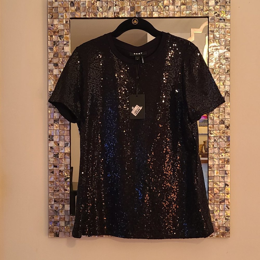 DKNY Sequined Tee Style Top - Price Drop